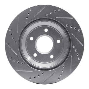 Cadillac XLR Brake Rotor (1) - Left Front - R1 Concepts - Drilled & Slotted - Silver - `97-`09